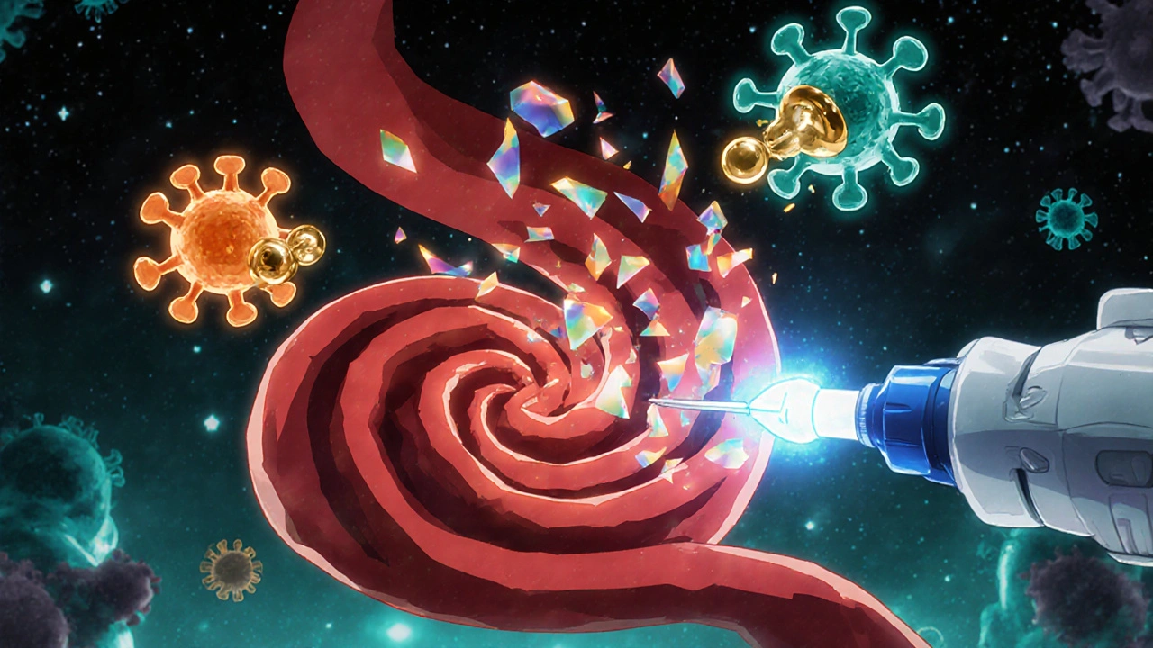 Animated virus cell showing Molnupiravir breaking RNA, Paxlovid blocking protease, and Remdesivir freezing polymerase.