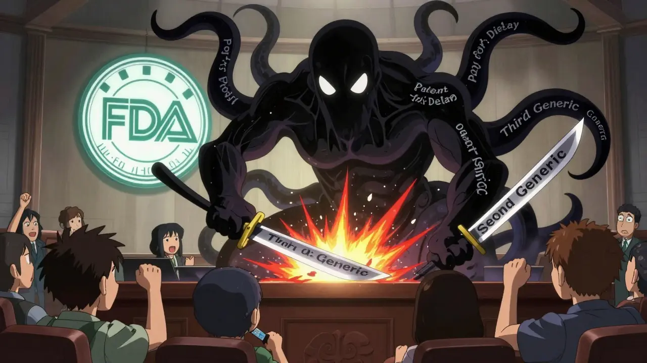 Courtroom battle where generics slash anti-competitive tactics of a brand drug company