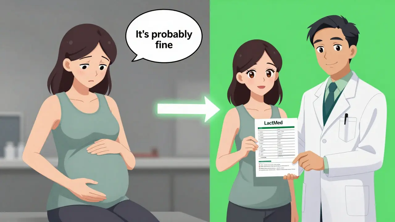 Split scene: one side shows fear during a vague medical consultation, the other shows empowerment with evidence-based guidance.